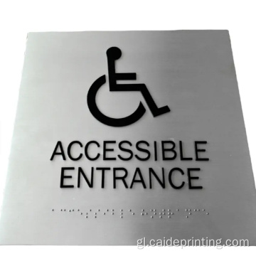 Sinalización ADA Signos de braille táctiles de aceiro inoxidable